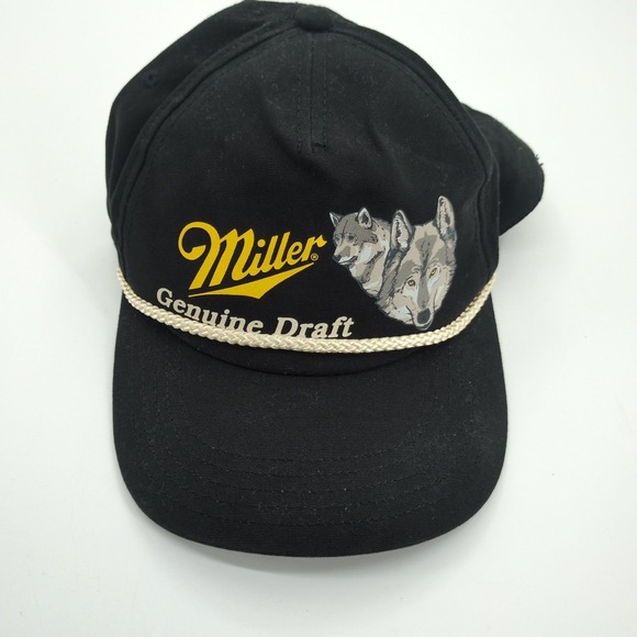 Miller Lite Other - Vintage Miller Genuine Draft Wolves Rope Snapback Hat Black American Needle Beer